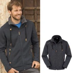 Maul - Lichtenau 2 - Herren Dicke Strickfleecejacke - Dunkelgrau Schwarz Blau
