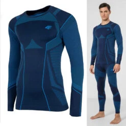 4F - Herren Langarmshirt, Nahtlose Thermoaktive Unterwäsche