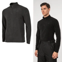 4F - Herren Half Zip Fleece Langarmshirt