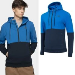 4F - Herren Sportpullover Hoody - Blau Navy