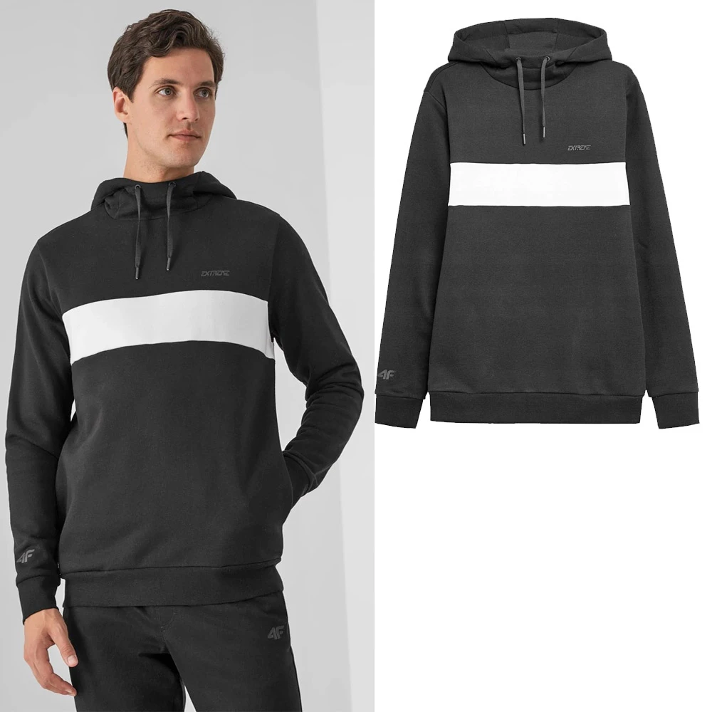 4F - Herren Hoody, Sweatpullover Mit Kapuze - Schwarz 1 4F - Herren Hoody, Sweatpullover Mit Kapuze - Schwarz