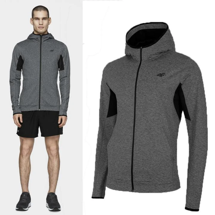 4F - Herren Fitness- Und Lauf Hoodie - Grau Melange 1 4F - Herren Fitness- Und Lauf Hoodie - Grau Melange