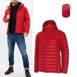 Outhorn - Herren Steppjacke Mit Packbeutel - Rot