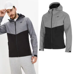 4F - Herren Softshelljacke - Grau Schwarz