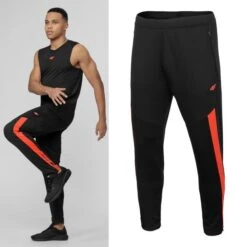 4F - Herren Sporthose, Jogginghose- Schwarz Rot