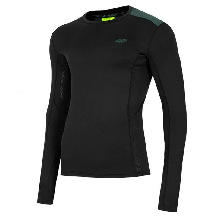 SKIN - 4F Dry Herren Sport Langarmshirt - Schwarz Grün 2 SKIN - 4F Dry Herren Sport Langarmshirt - Schwarz Grün – Bild 2