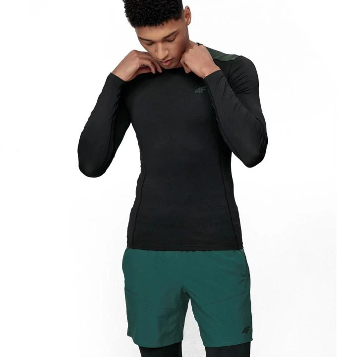SKIN - 4F Dry Herren Sport Langarmshirt - Schwarz Grün 3 SKIN - 4F Dry Herren Sport Langarmshirt - Schwarz Grün – Bild 3