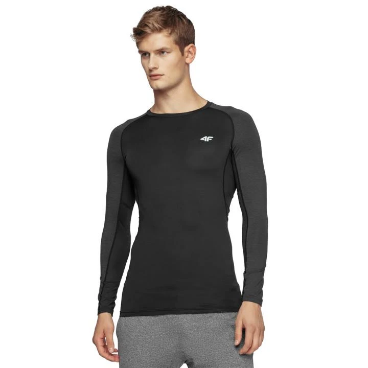 SKIN - 4F Dry Herren Sport Langarmshirt - Grau Schwarz 2 SKIN - 4F Dry Herren Sport Langarmshirt - Grau Schwarz – Bild 2