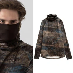 4F FOB - Herren Thermoaktive Funktions Langarmshirt Mit Halstuch