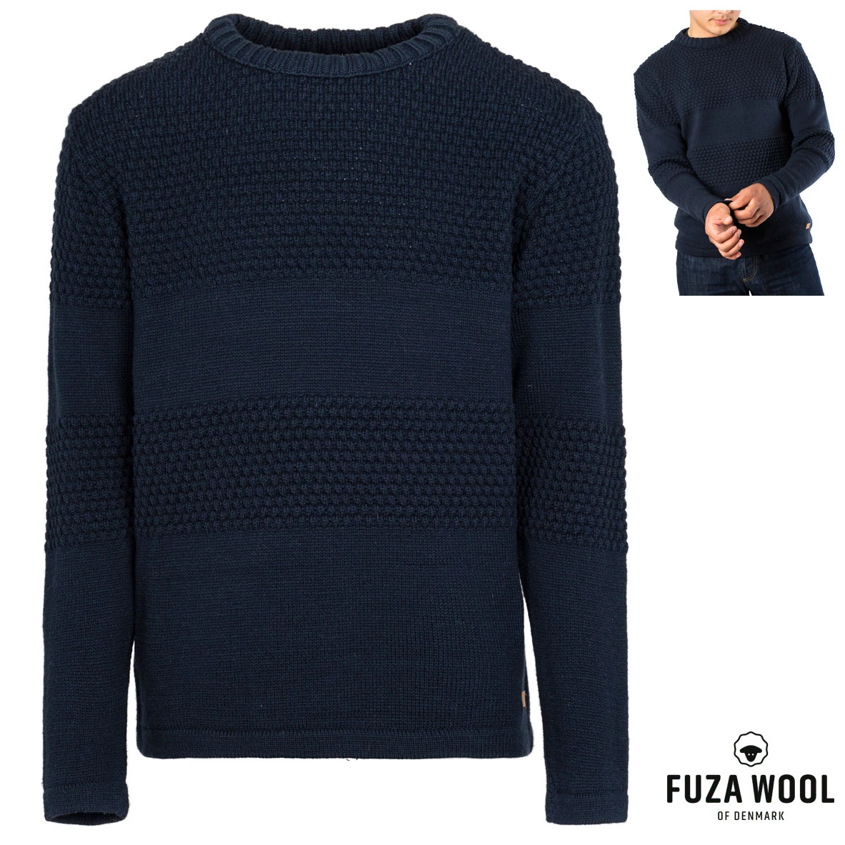 FUZA WOOL - Herren 100% Merino Pullover Nyhavn Sweater Round Neck 1 FUZA WOOL - Herren 100% Merino Pullover Nyhavn Sweater Round Neck