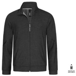 Linea Primero - Legere Herren Fleecejacke Aus Terry Fleece Mit Stretch, Schwarz