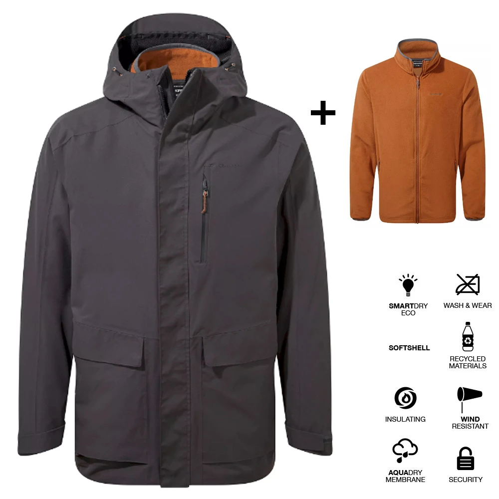 Craghoppers - Wasserdichte Stretch Doppeljacke Mit Microfleece Innenjacke - Lorton 3 In 1 - Herren 1 Craghoppers - Wasserdichte Stretch Doppeljacke Mit Microfleece Innenjacke - Lorton 3 In 1 - Herren